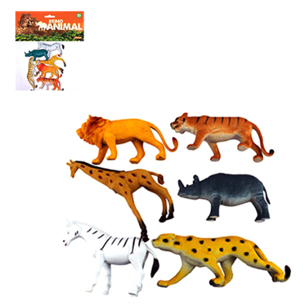 Kit de Animais Selvagens com 6 Peças em Vinil