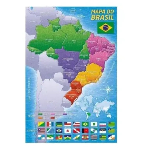 Puzzle 200 peças Mapa do Brasil - Grow - Sapeca Brinquedos