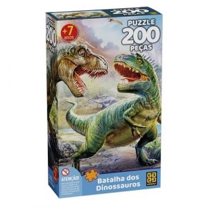 Quebra cabeça 200 peças batalha dos dinossauros - Grow - Sapeca Brinquedos