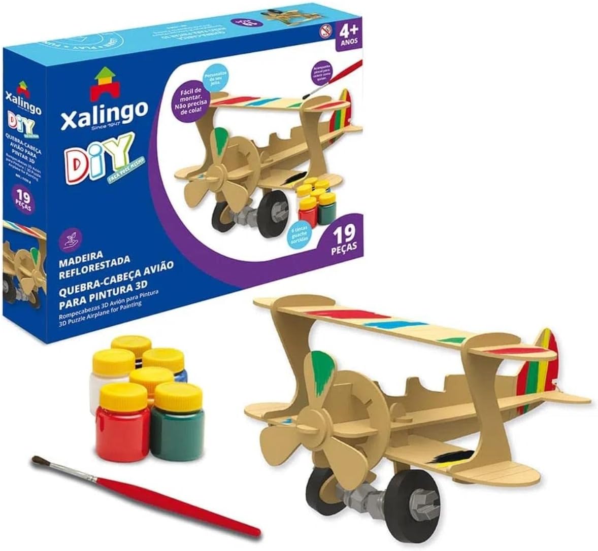 Quebra cabeça avião para pintura 3D