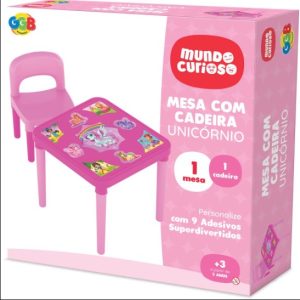 Mesinha/Cadeira Unicórnio Mesa e Cadeira com Adesivos